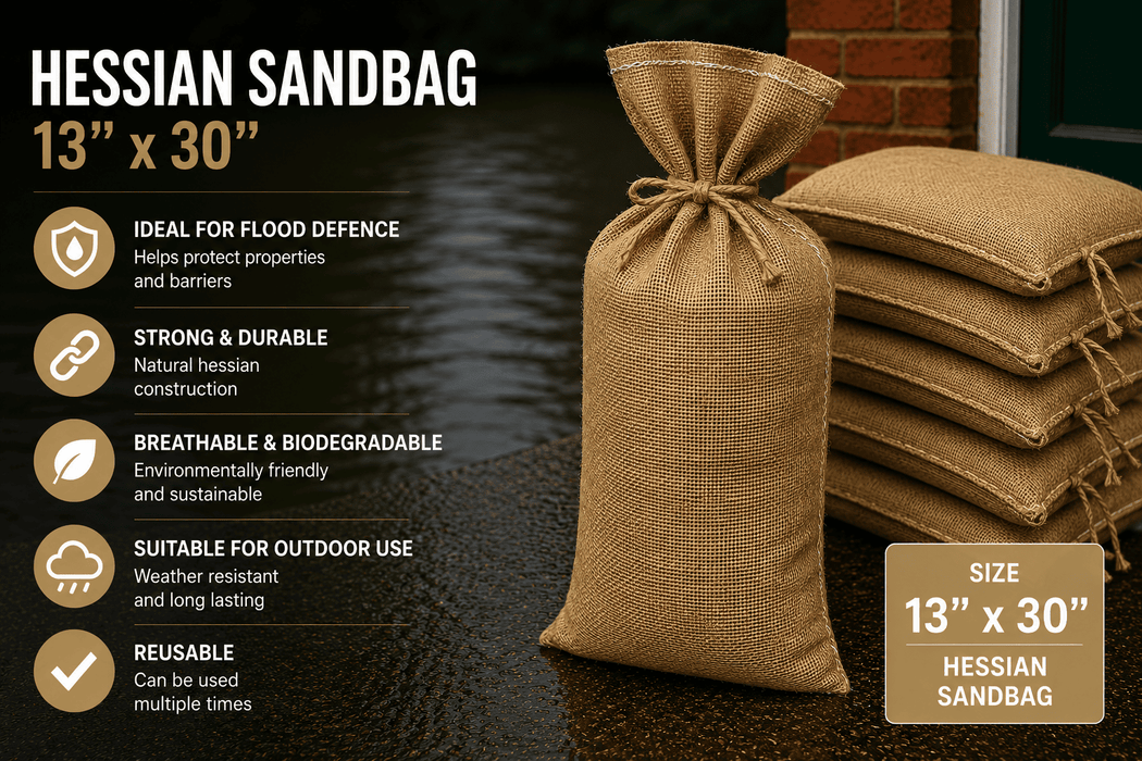Hessian Sandbags – Unfilled (Pack of 10) | Flood Protection & Construction Use | Mudfords
