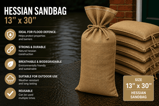 Hessian Sandbags – Unfilled (Pack of 10) | Flood Protection & Construction Use | Mudfords
