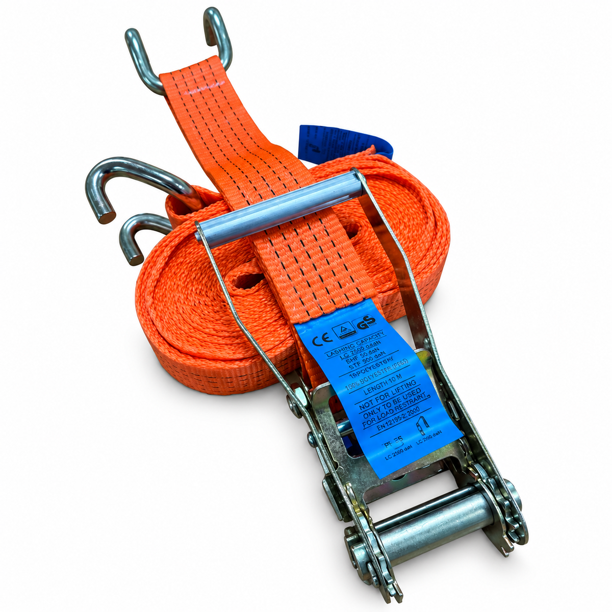 Heavy Duty Ratchet Strap c/w Open rave Hooks